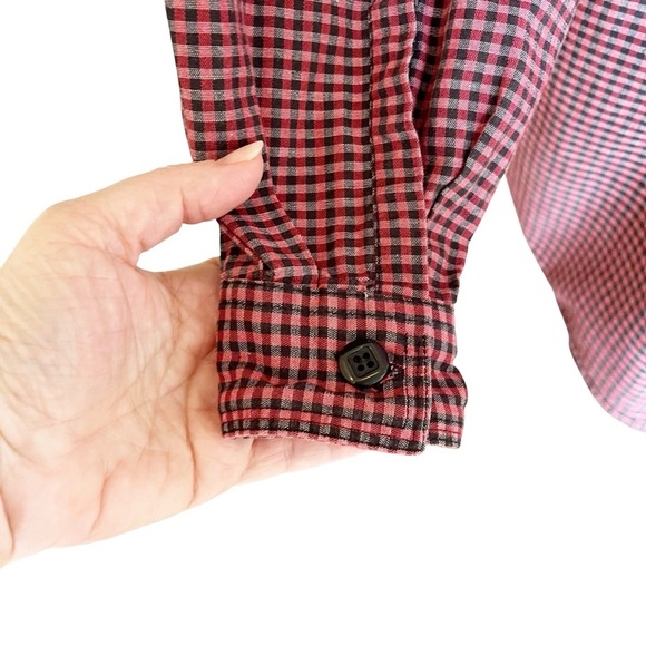 Woolrich Women’s Size M Red Black Checkered Button Up Shirt Outdoor Gorpcore - Picture 5 of 11